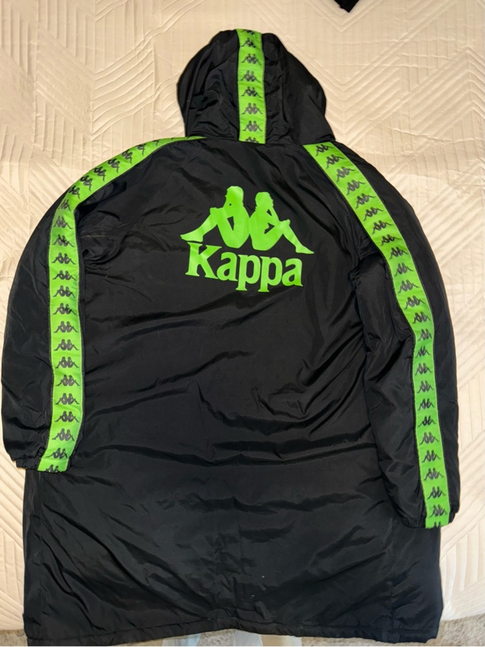Kappa Black Jacket with Neon Green Logo & Tape